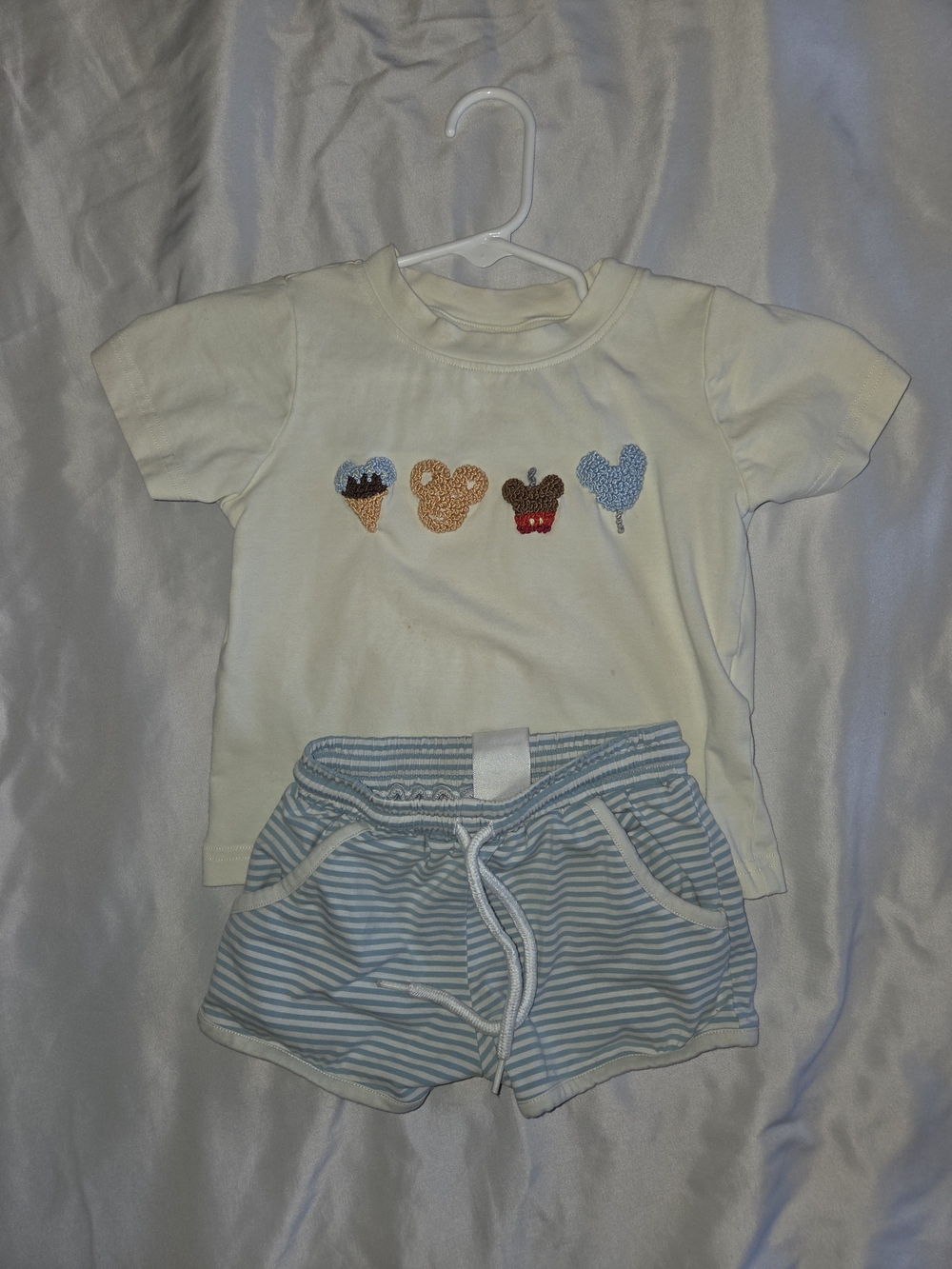 Disney Ice Cream French Dot Blue Striped Shorts Set